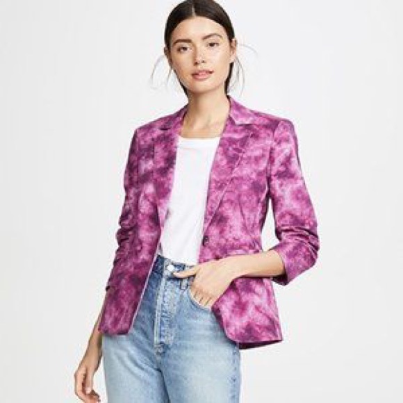 Cinq à Sept Purple Tie-Dye Print Blazer w/ Tags size 2 colour purple - Picture 2 of 8